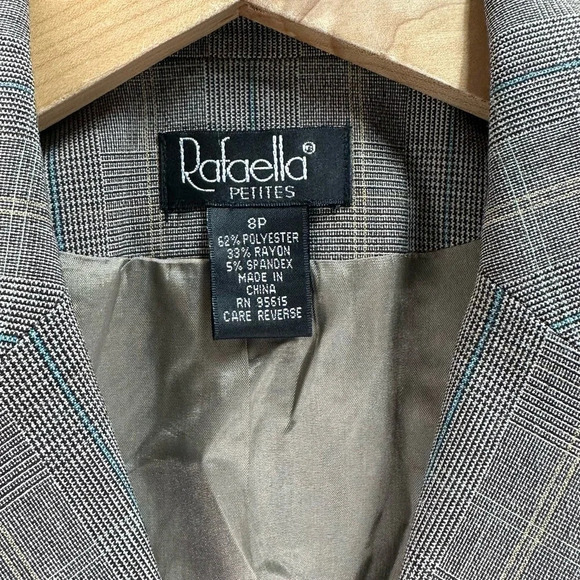 Rafaella 8P brown plaid 2 way stretch 2 button business blazer with pockets‎ - Picture 5 of 5